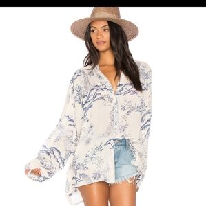 Free People Metallic Blooms Blouse Size Large